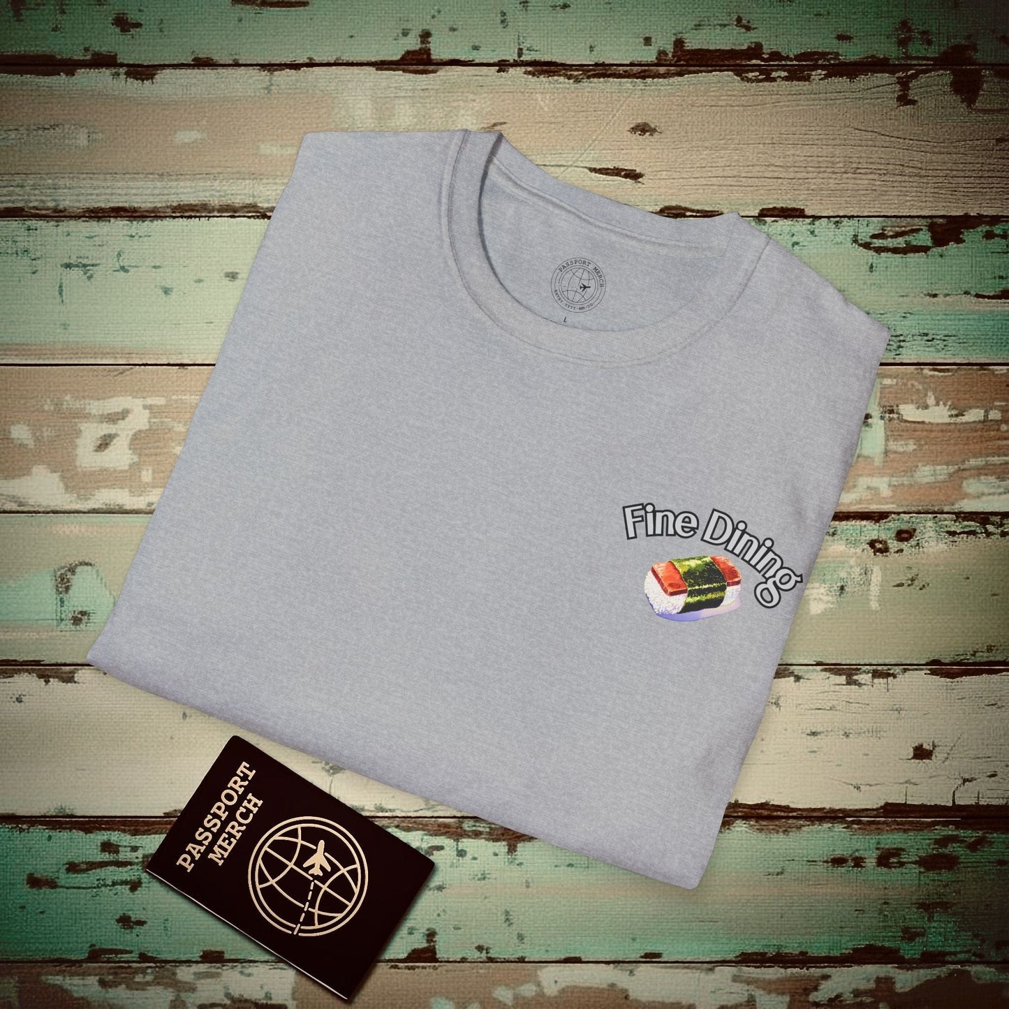 Musubi Fine Dining Hawaiian Style, Back Print T-Shirt Sport Grey / S