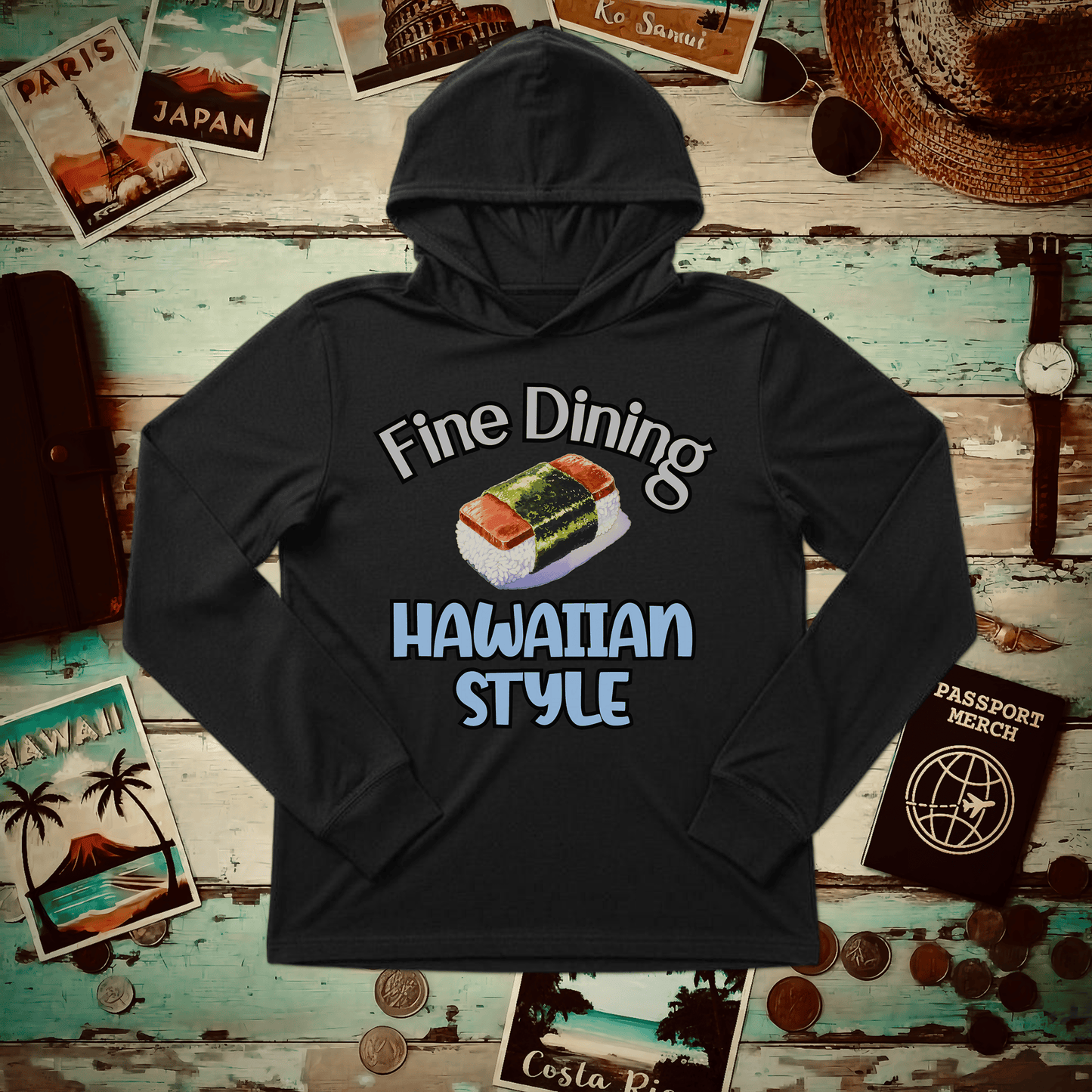 Musubi Fine Dining Hawaiian Style Hooded Long Sleeve Black / S