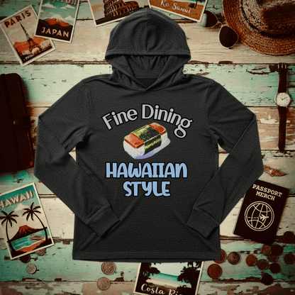 Musubi Fine Dining Hawaiian Style Hooded Long Sleeve Charcoal Black TriBlend / XS