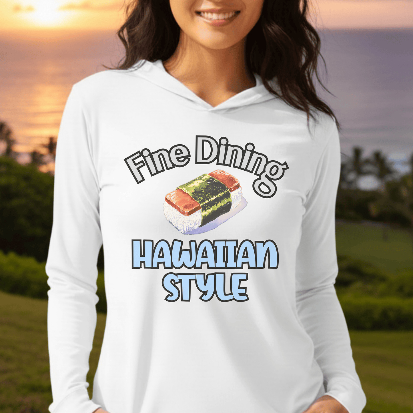 Musubi Fine Dining Hawaiian Style Hooded Long Sleeve White / XS