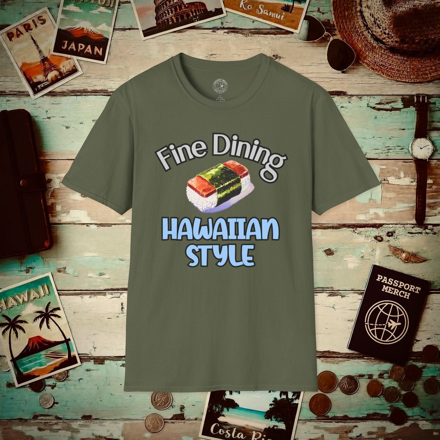 Musubi Fine Dining Hawaiian Style T-Shirt Military Green / S