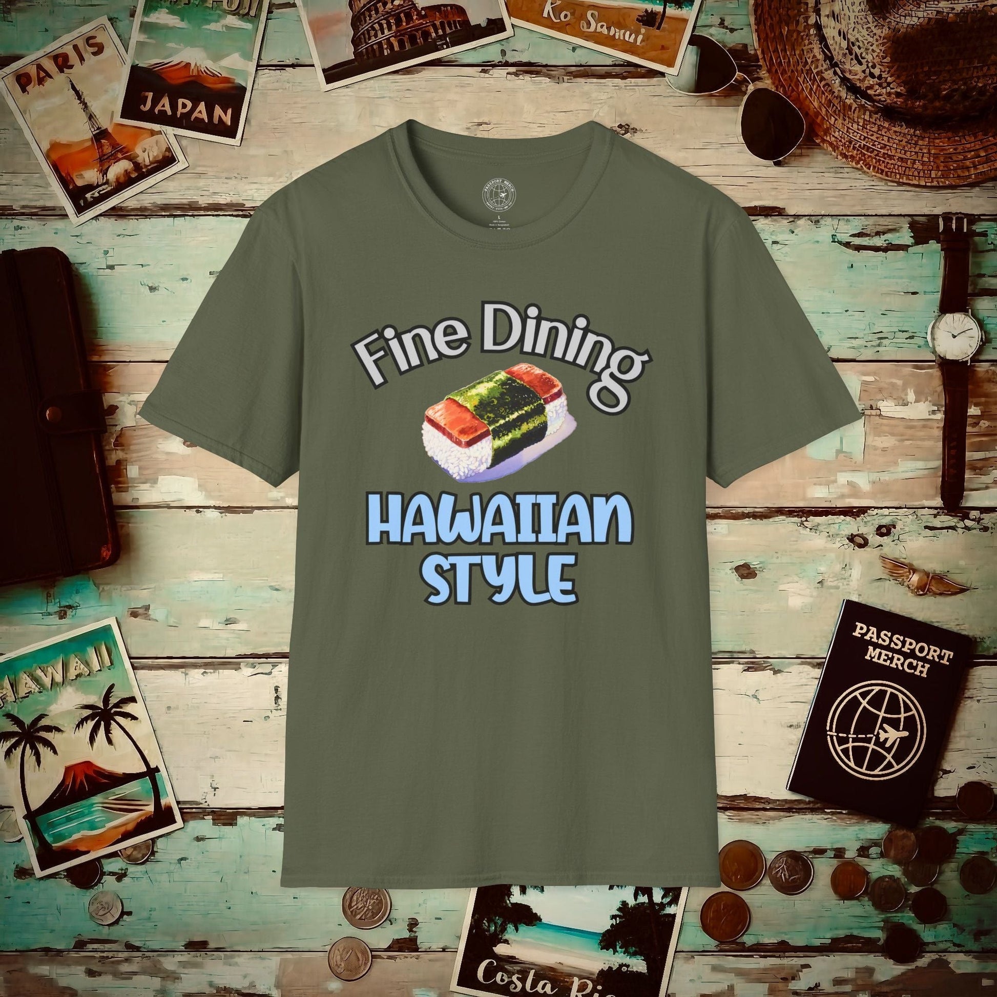 Musubi Fine Dining Hawaiian Style T-Shirt Military Green / S