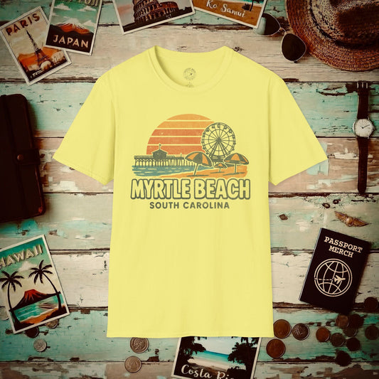 Myrtle Beach, South Carolina - 80's Vintage T-Shirt Cornsilk / S