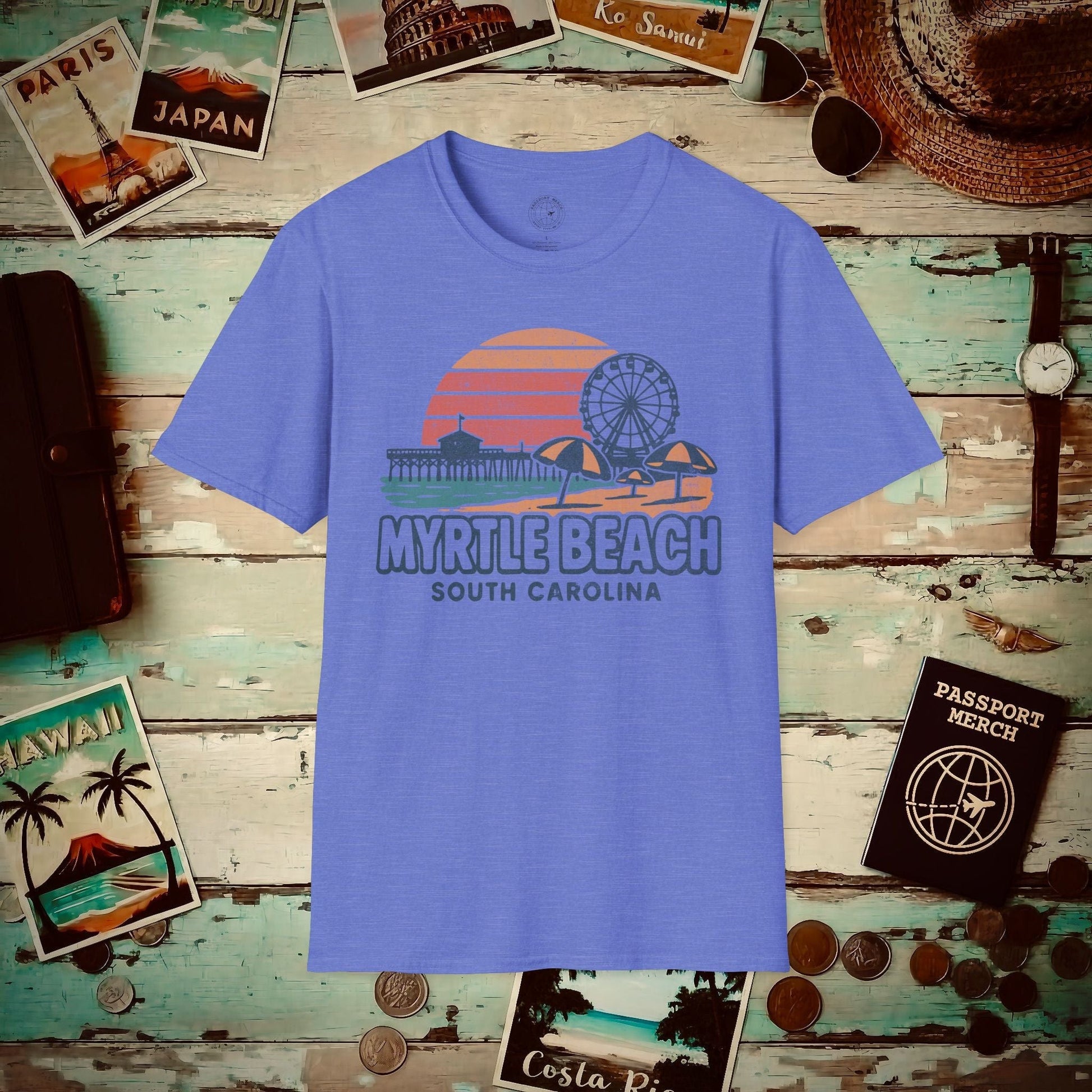 Myrtle Beach, South Carolina - 80's Vintage T-Shirt Heather Royal / S