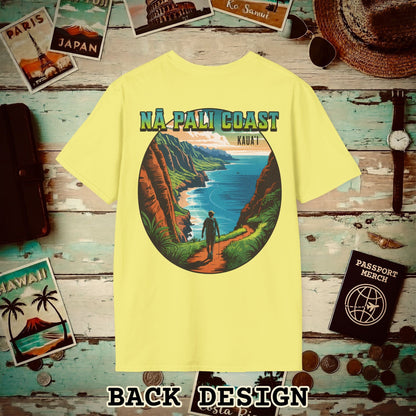 Napali Coast, Kauai, Hawaii, Back Print T-Shirt Cornsilk / S