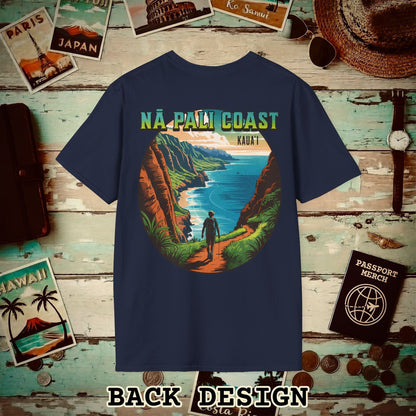 Napali Coast, Kauai, Hawaii, Back Print T-Shirt Navy / S