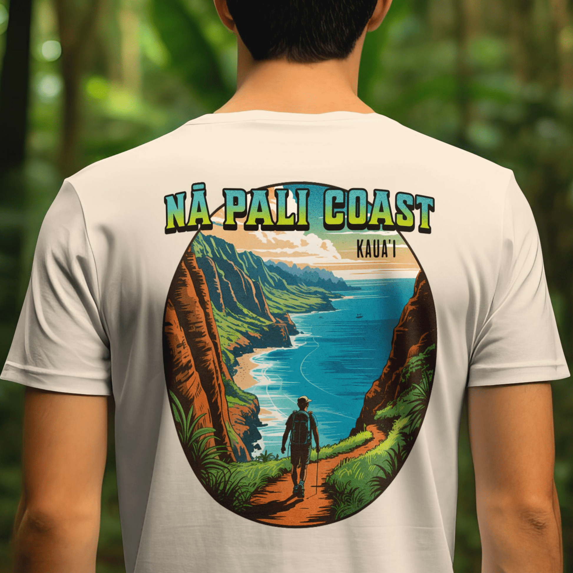 Napali Coast, Kauai, Hawaii, Back Print T-Shirt Sand / S
