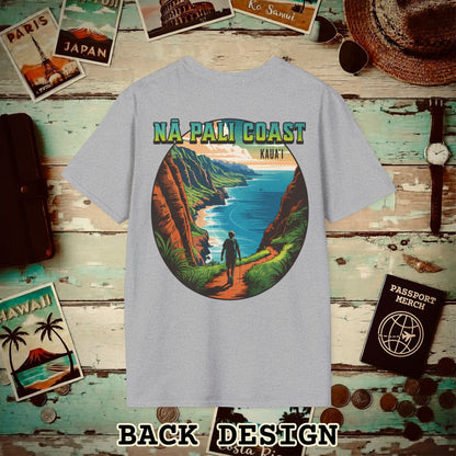 Napali Coast, Kauai, Hawaii, Back Print T-Shirt Sport Grey / S