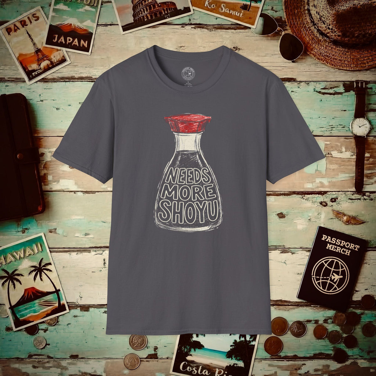 Needs More Shoyu, Hawaii T-Shirt Charcoal / S