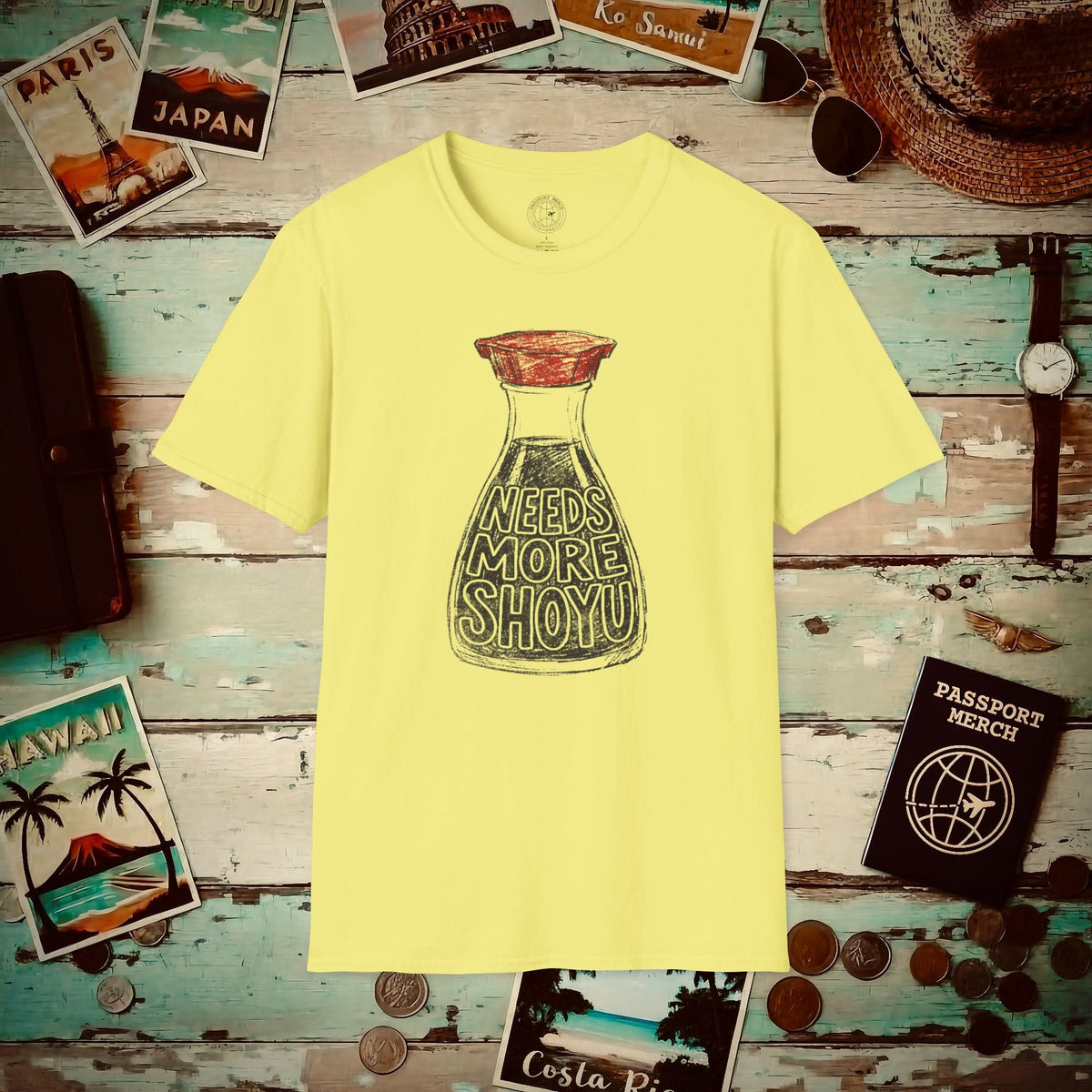 Needs More Shoyu, Hawaii T-Shirt Cornsilk / S