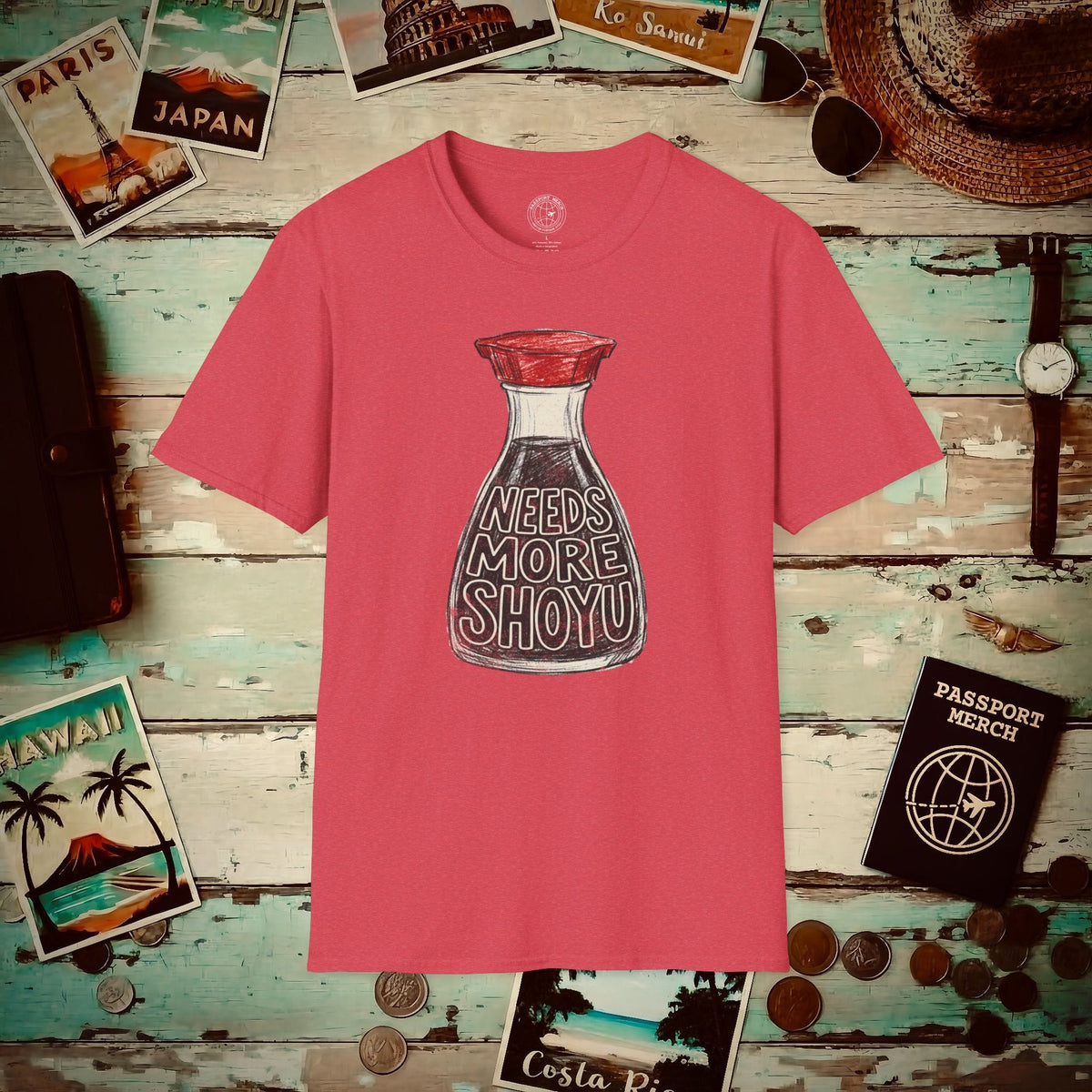 Needs More Shoyu, Hawaii T-Shirt Heather Red / S