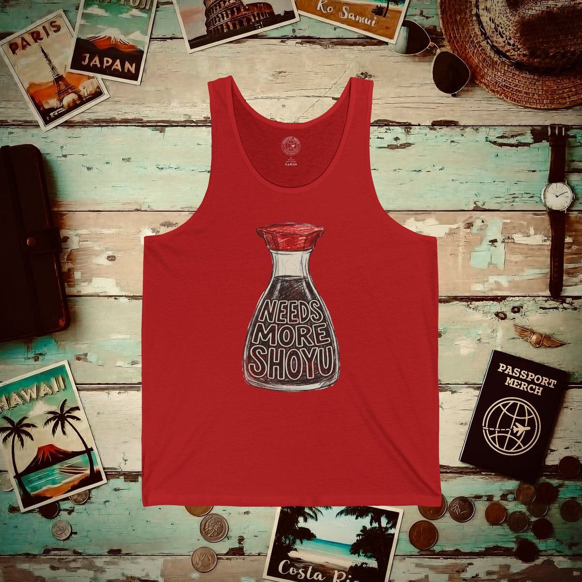 Needs More Shoyu, Hawaii Tank Top Red / XS