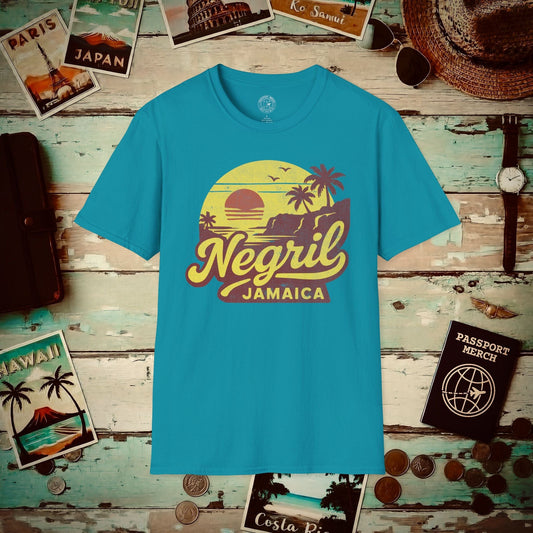 Negril, Jamaica - 80's Vintage T-Shirt Tropical Blue / S