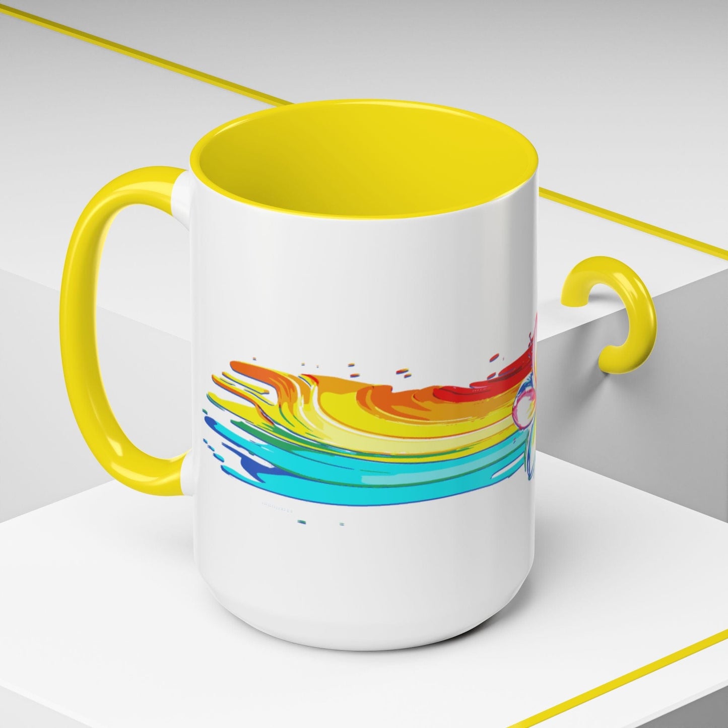 Neon Art Plumeria Rainbow, Hawaii 15oz Mug Yellow / 15oz