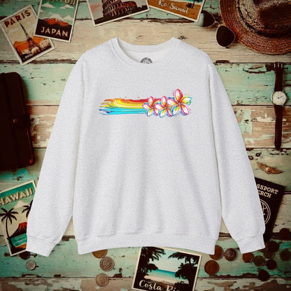Neon Art Plumeria Rainbow, Hawaii Crewneck Ash / S