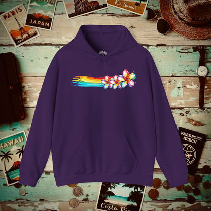 Neon Art Plumeria Rainbow, Hawaii Hoodie Purple / S