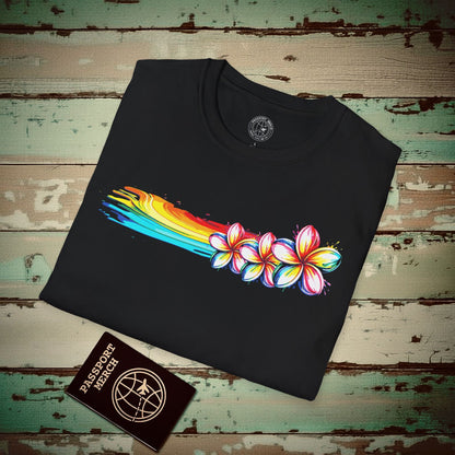 Neon Art Plumeria Rainbow, Hawaii T-Shirt Black / S