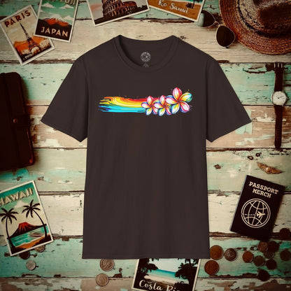 Neon Art Plumeria Rainbow, Hawaii T-Shirt Dark Chocolate / S