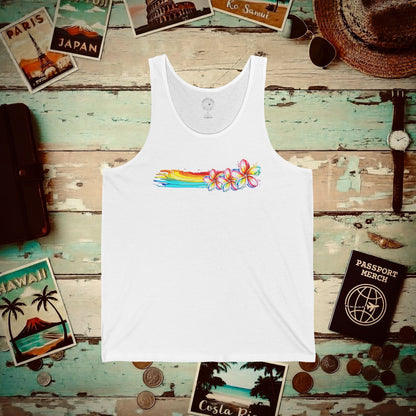 Neon Art Plumeria Rainbow, Hawaii Tank Top White / XS