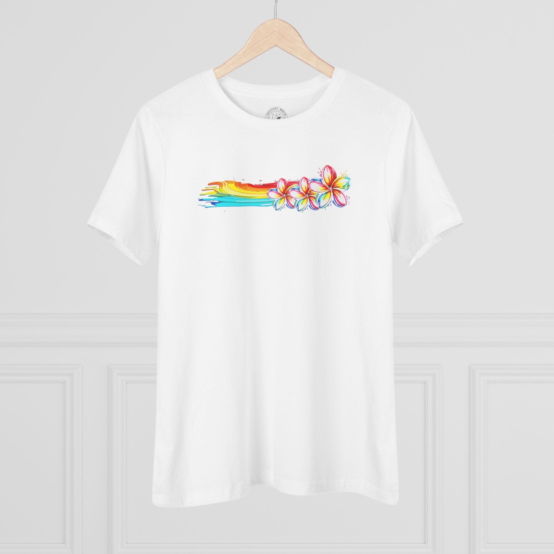 Neon Art Plumeria Rainbow, Hawaii, Womens Fit T-Shirt White / S