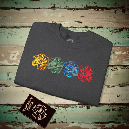 Neon Hibiscus, Hawaii Crewneck Dark Heather / S