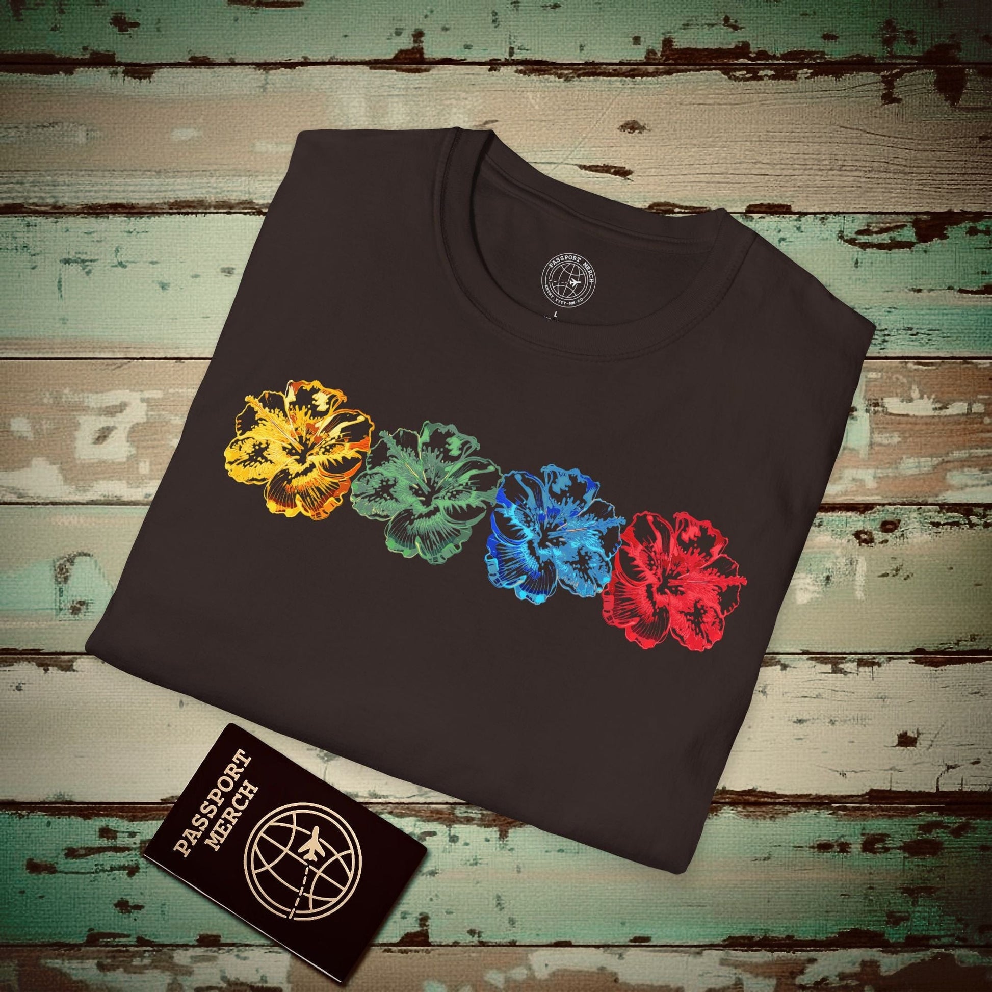 Neon Hibiscus, Hawaii T-Shirt Dark Chocolate / S