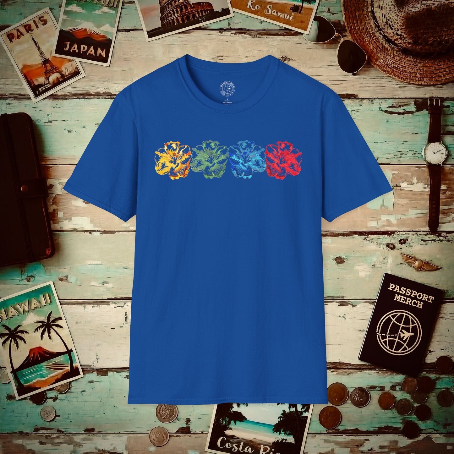 Neon Hibiscus, Hawaii T-Shirt Royal / S