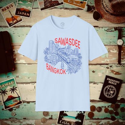 Neon Sawasdee Bangkok, Thailand T-Shirt Light Blue / S