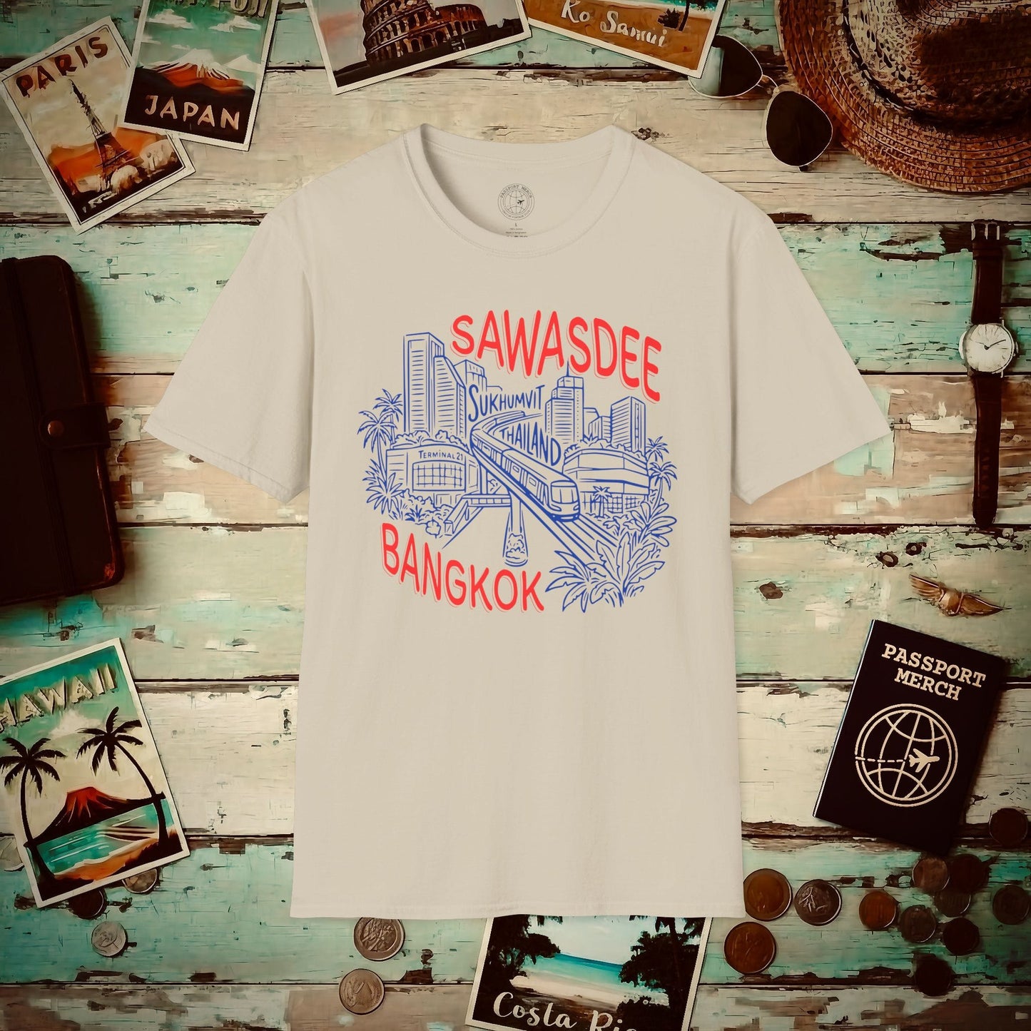 Neon Sawasdee Bangkok, Thailand T-Shirt Sand / S