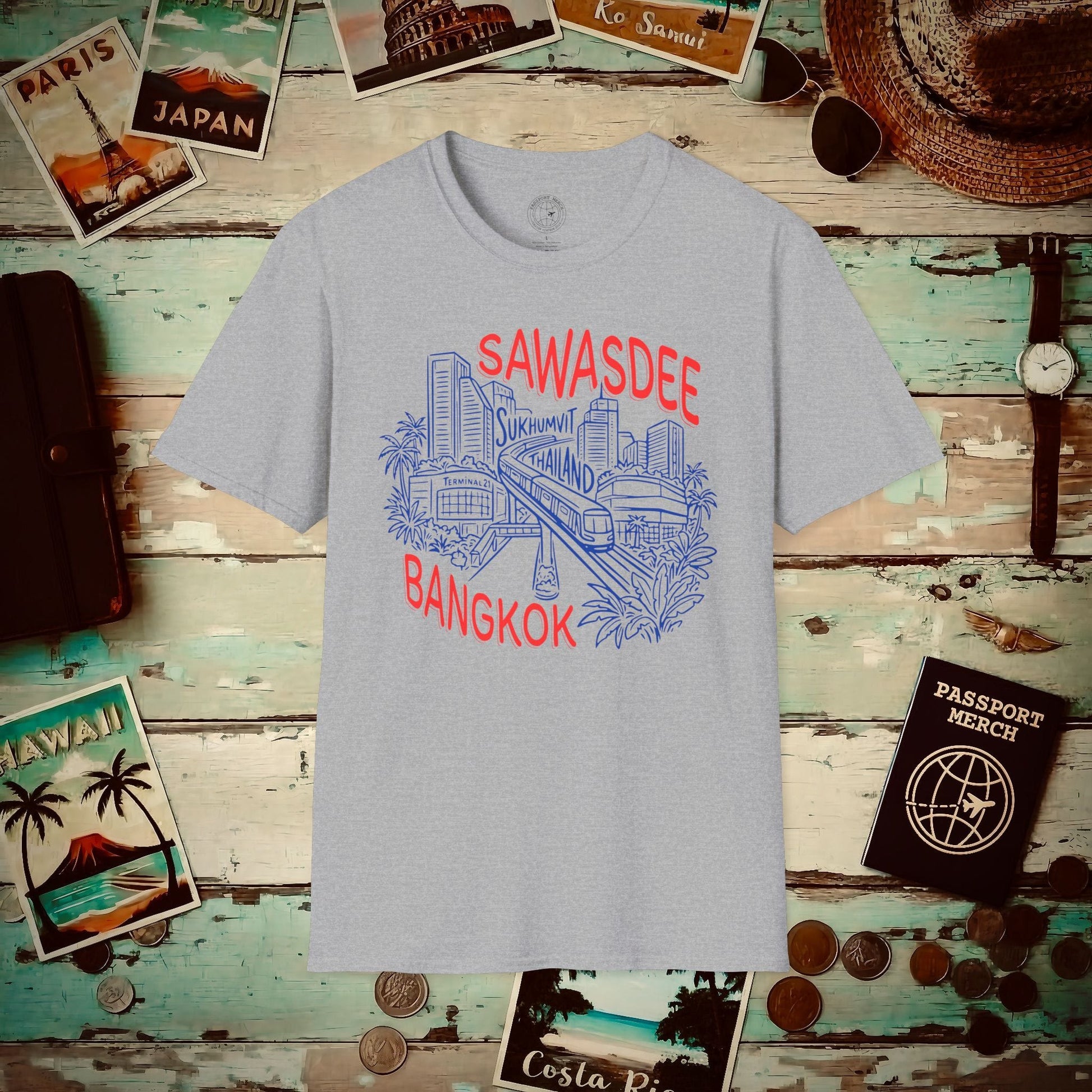 Neon Sawasdee Bangkok, Thailand T-Shirt Sport Grey / S