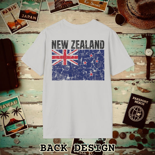 New Zealand Vintage Flag Back Print T-Shirt Ice Grey / S
