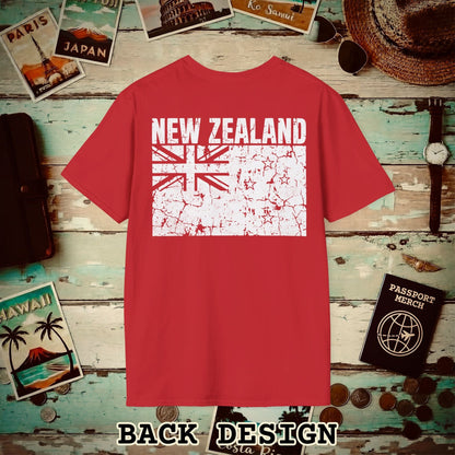 New Zealand Vintage Flag Back Print T-Shirt Red / S