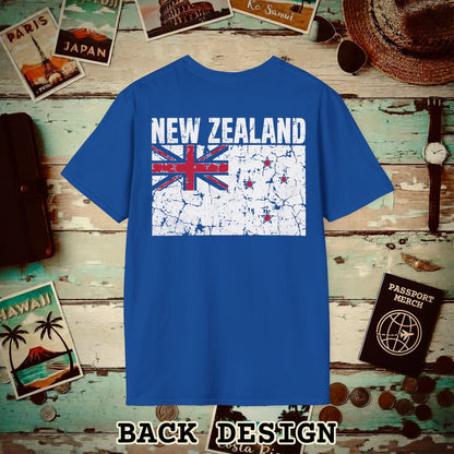 New Zealand Vintage Flag Back Print T-Shirt Royal / S