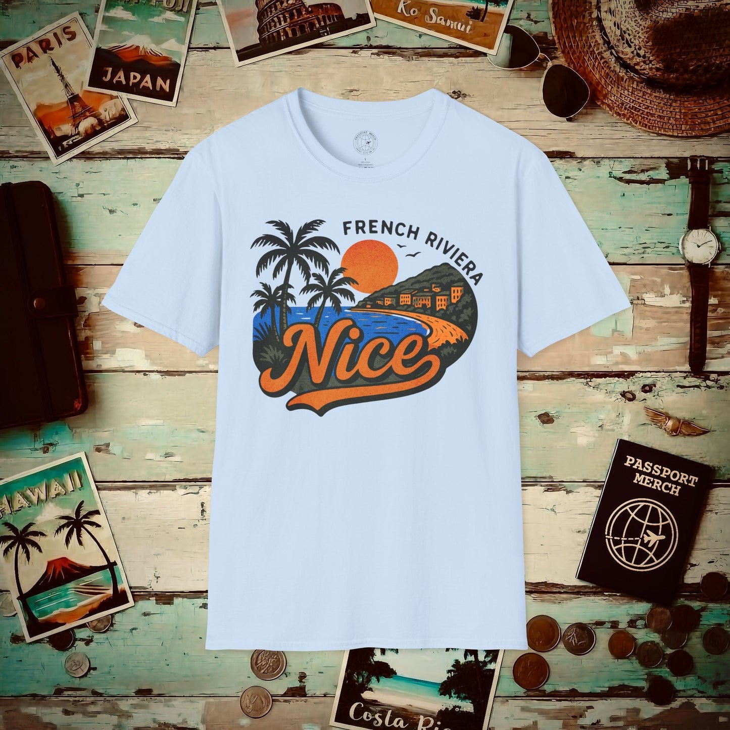 Nice, France - 80's Vintage T-Shirt Light Blue / S