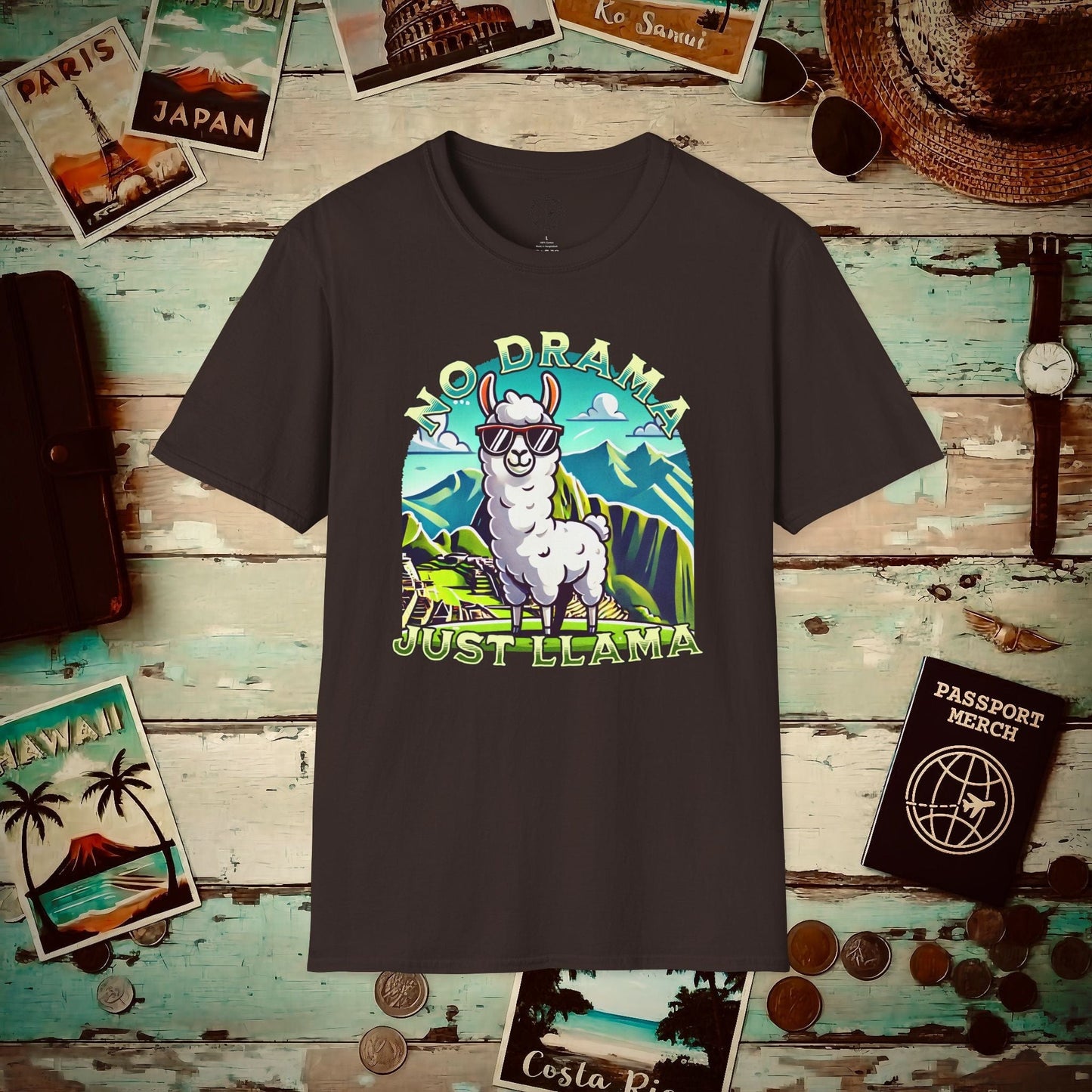 No Drama Just Llama Machu Picchu Peru T-Shirt Dark Chocolate / S