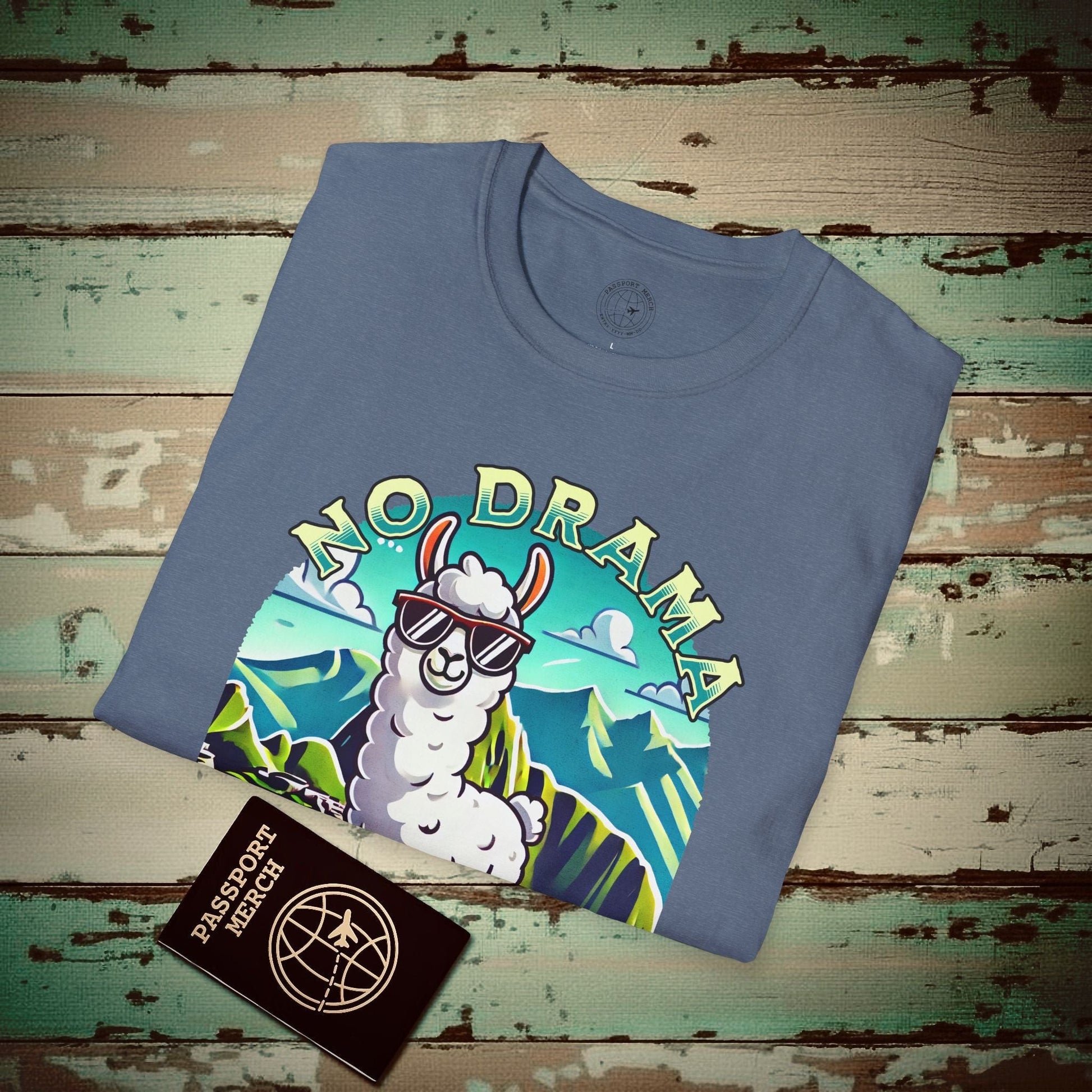 No Drama Just Llama Machu Picchu Peru T-Shirt Heather Indigo / S