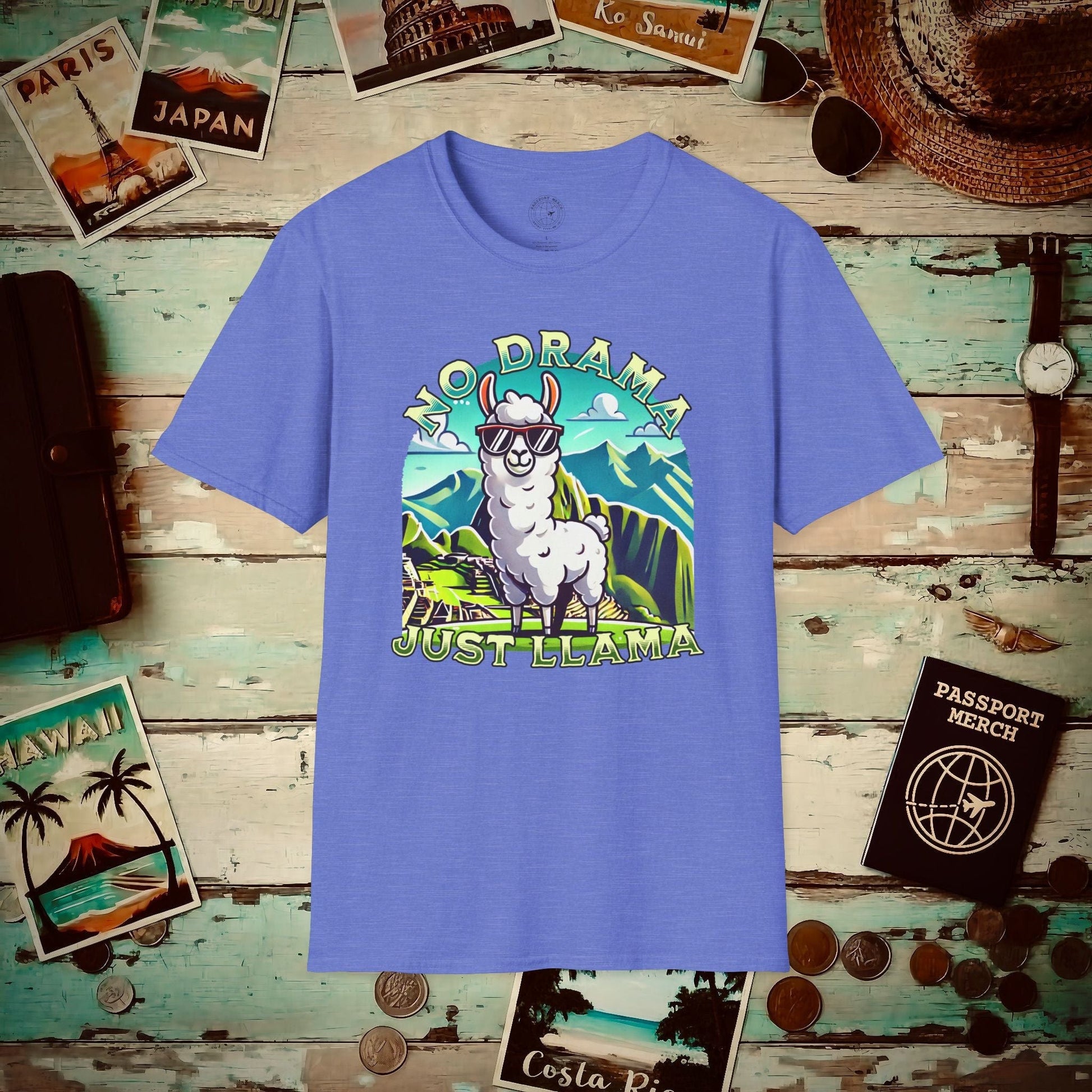No Drama Just Llama Machu Picchu Peru T-Shirt Heather Royal / S