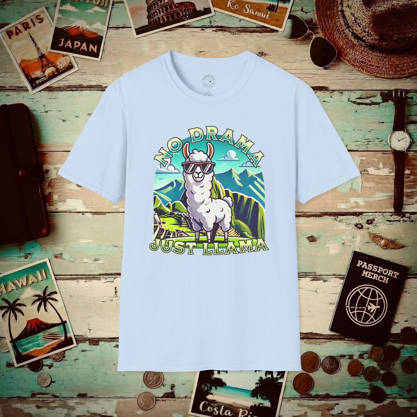 No Drama Just Llama Machu Picchu Peru T-Shirt Light Blue / S
