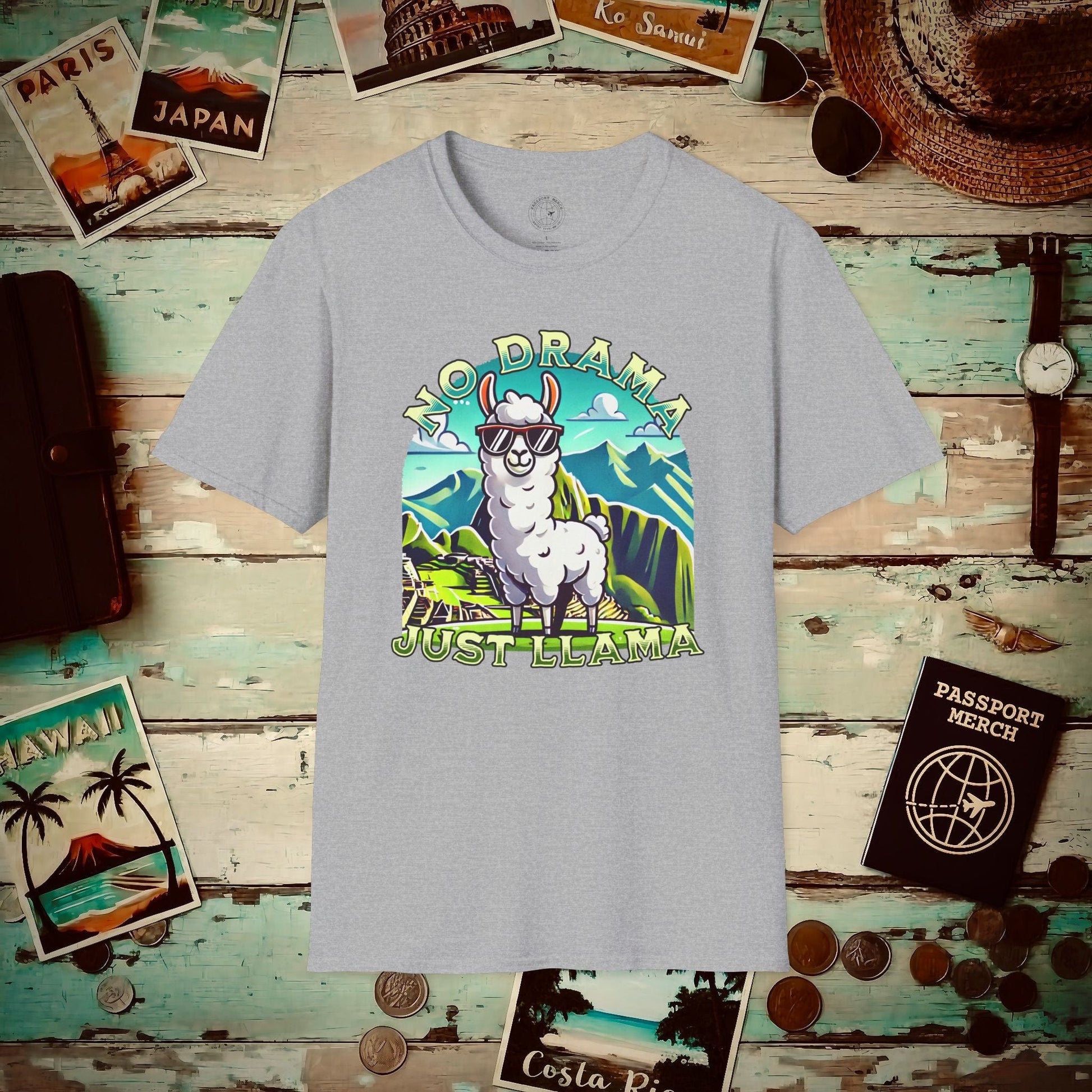 No Drama Just Llama Machu Picchu Peru T-Shirt Sport Grey / S
