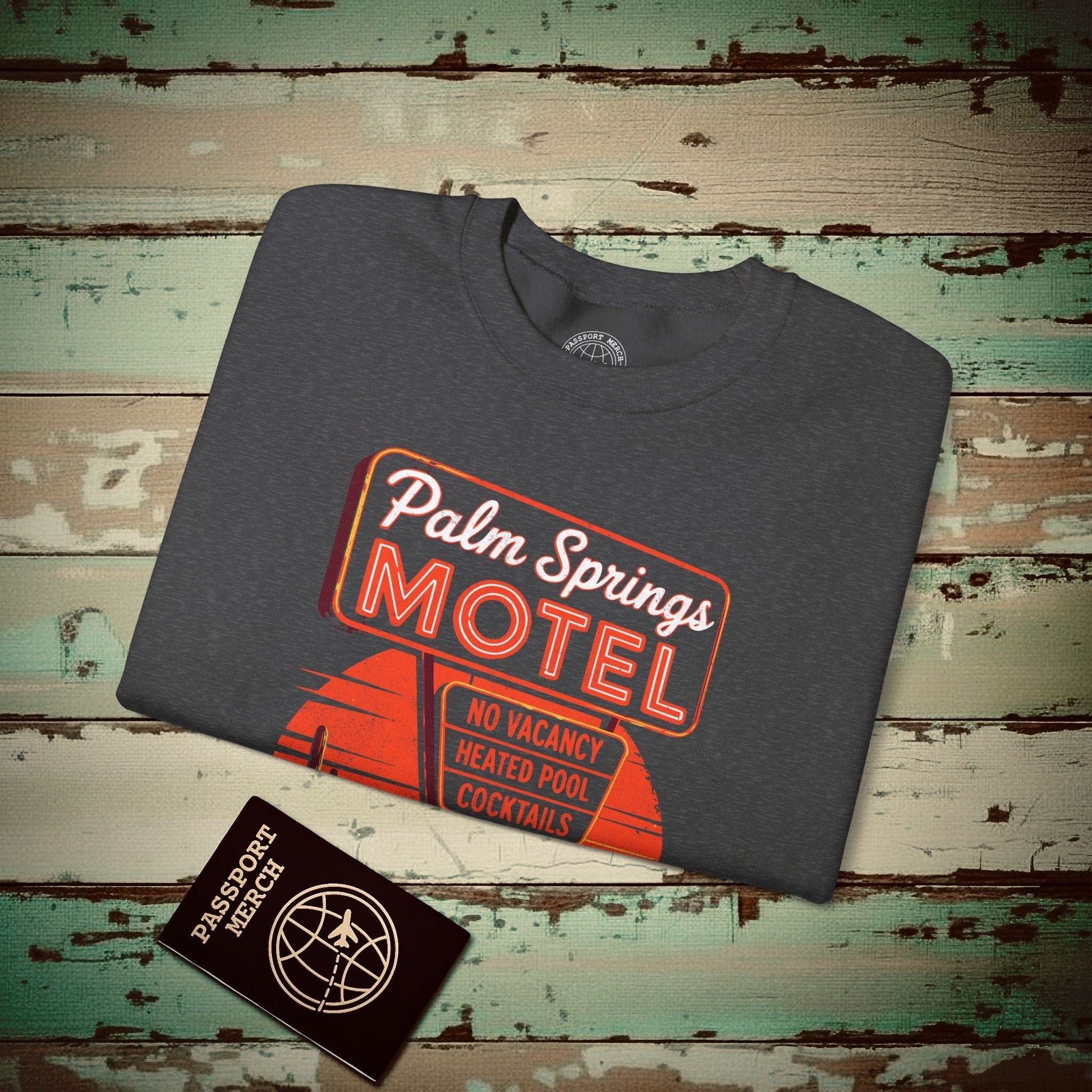 No Vacancy, Palm Springs, California Crewneck Dark Heather / S