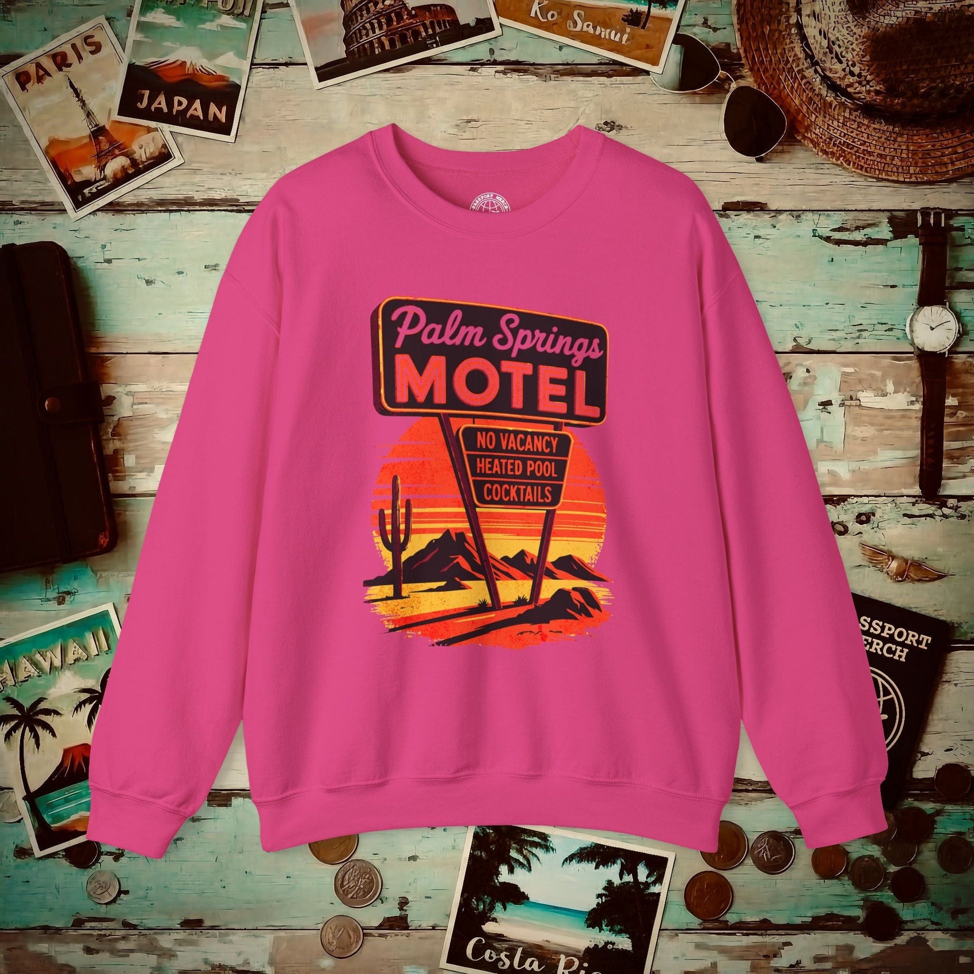 No Vacancy, Palm Springs, California Crewneck Heliconia / S