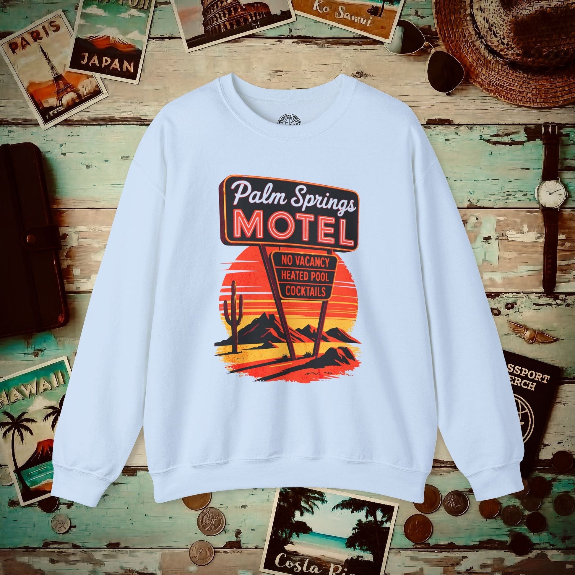 No Vacancy, Palm Springs, California Crewneck Light Blue / S