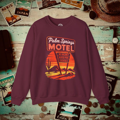 No Vacancy, Palm Springs, California Crewneck Maroon / S