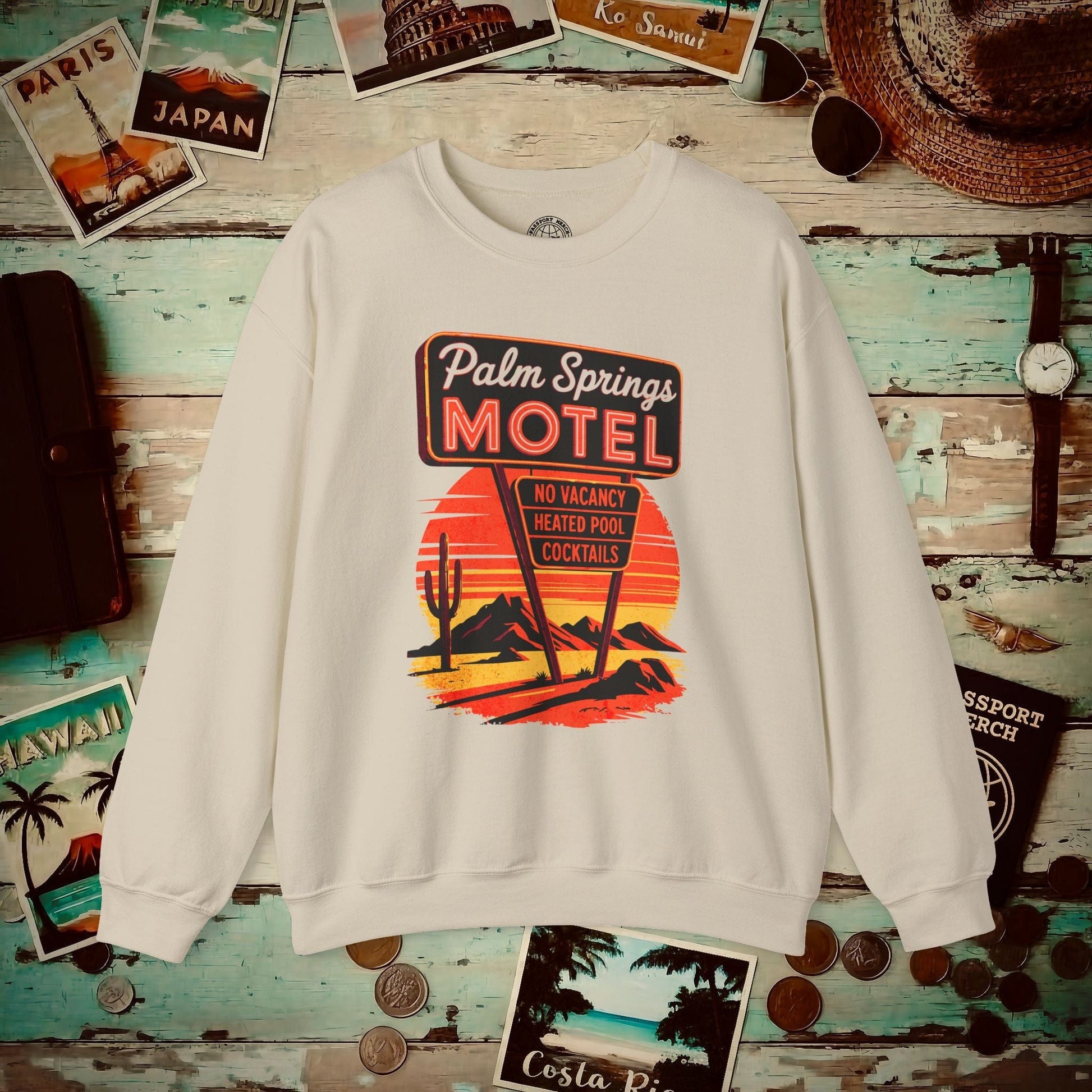 No Vacancy, Palm Springs, California Crewneck Sand / S