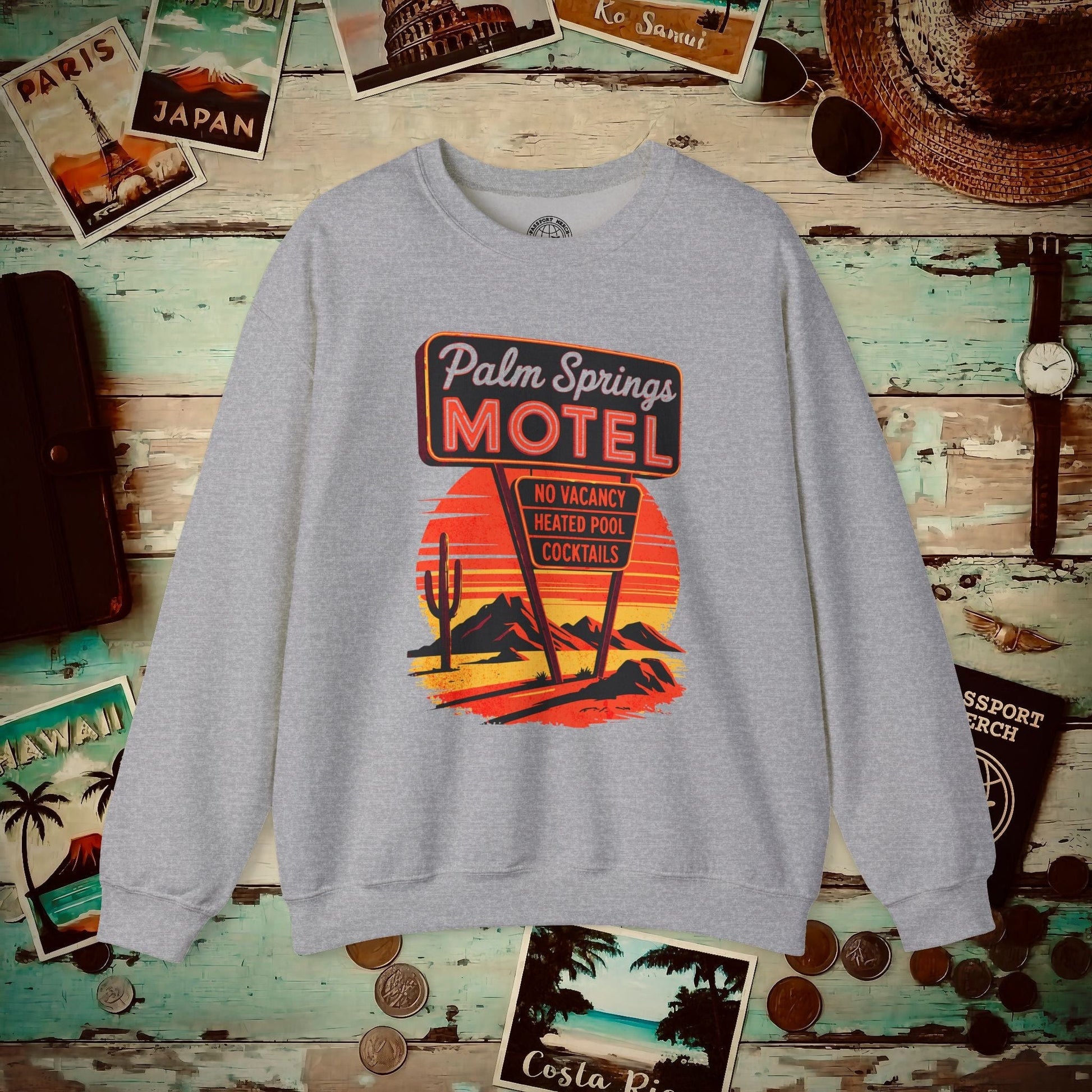 No Vacancy, Palm Springs, California Crewneck Sport Grey / S