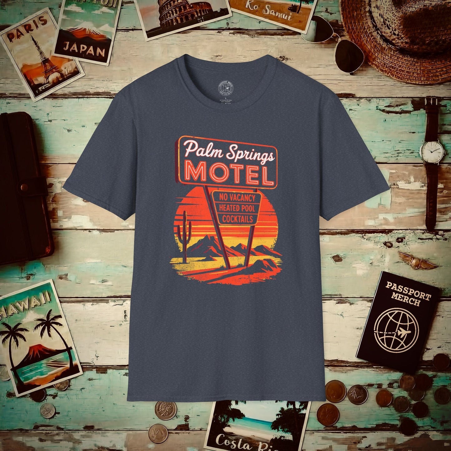 No Vacancy, Palm Springs, California T-Shirt Heather Navy / S