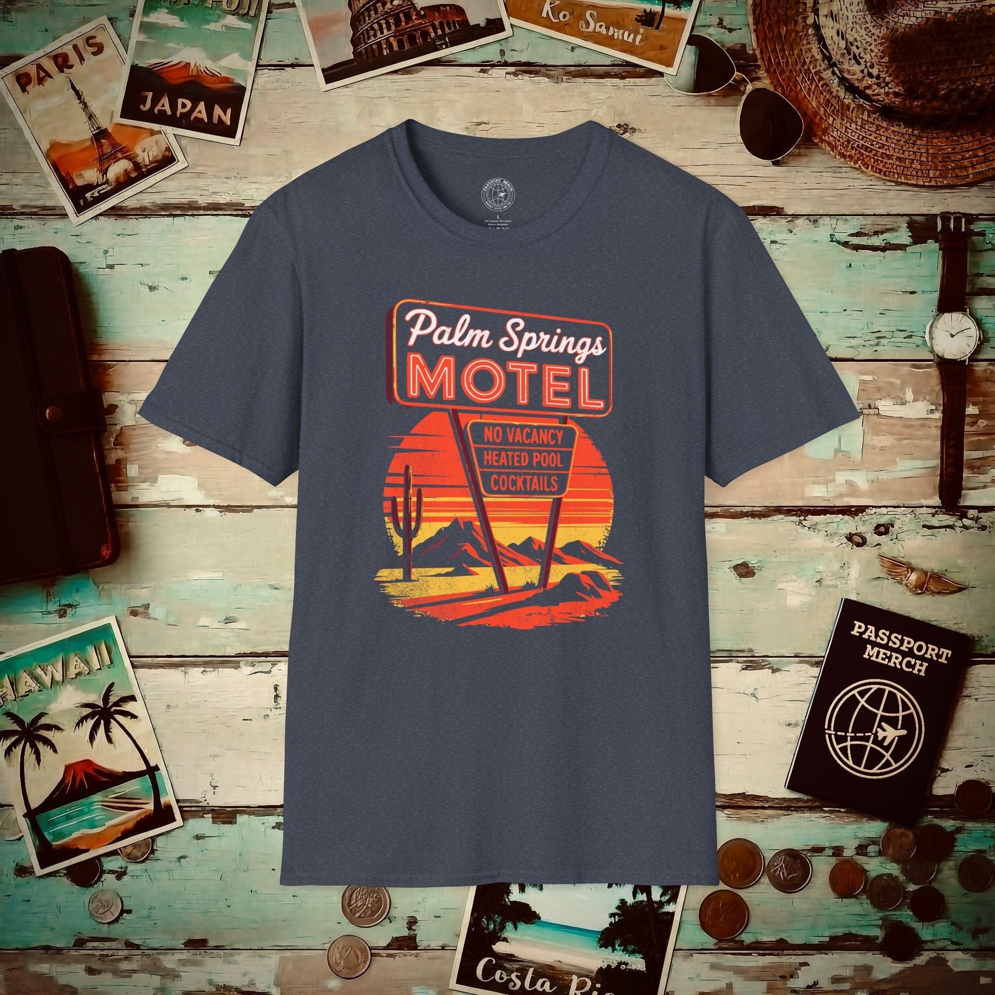 No Vacancy, Palm Springs, California T-Shirt Heather Navy / S