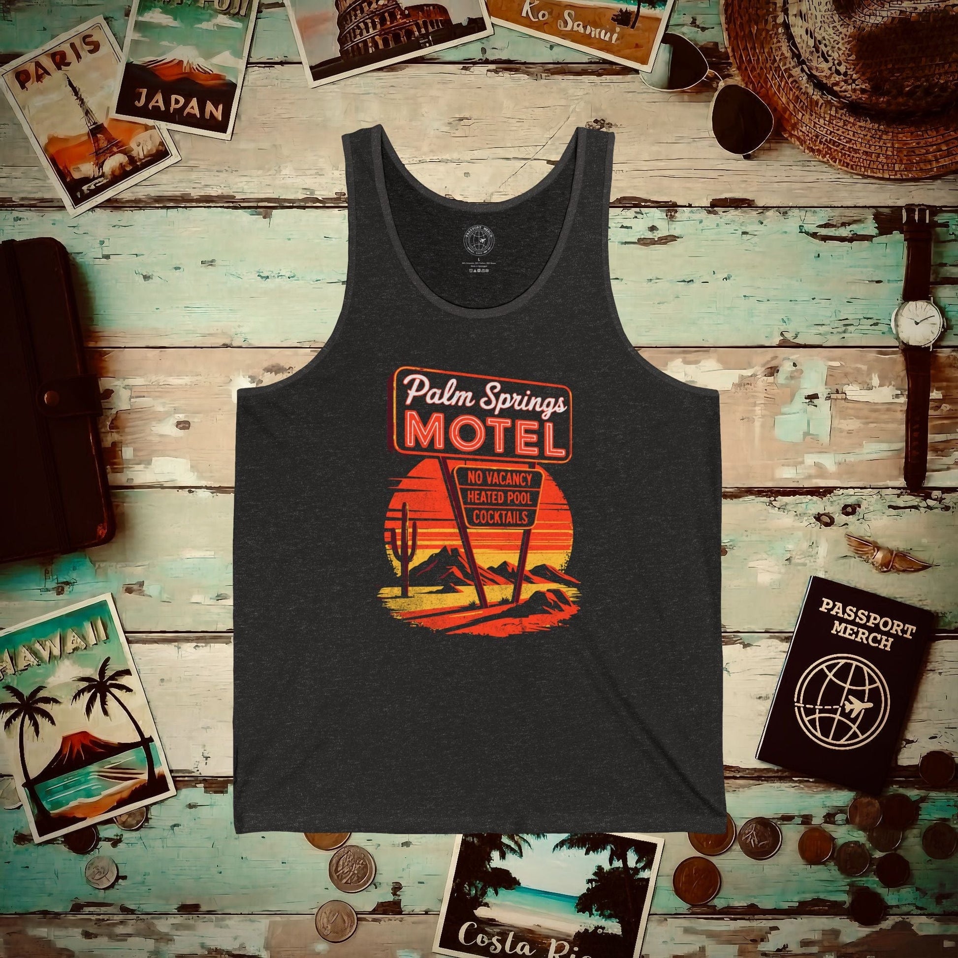 No Vacancy, Palm Springs, California Tank Top Charcoal Black TriBlend / XS