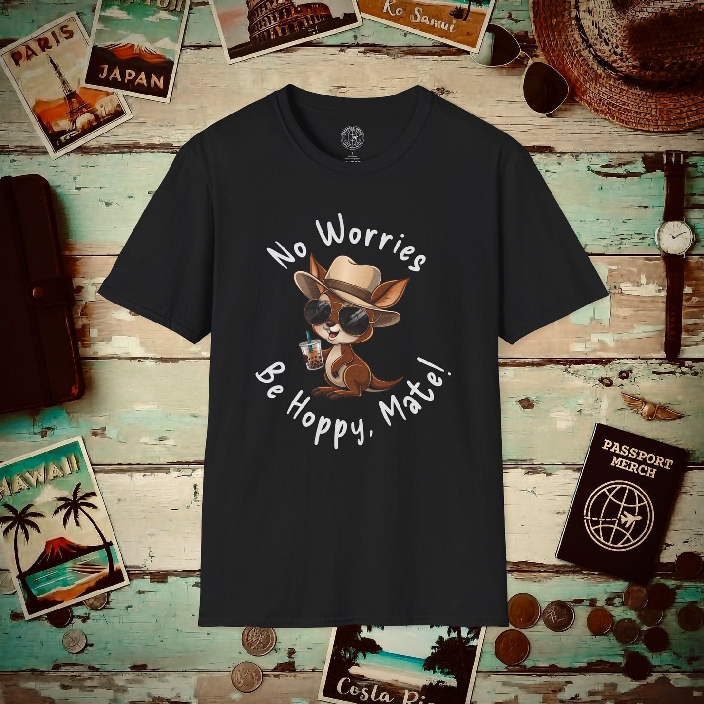 No Worries, Be Hoppy, Mate! Australia T-Shirt Black / S