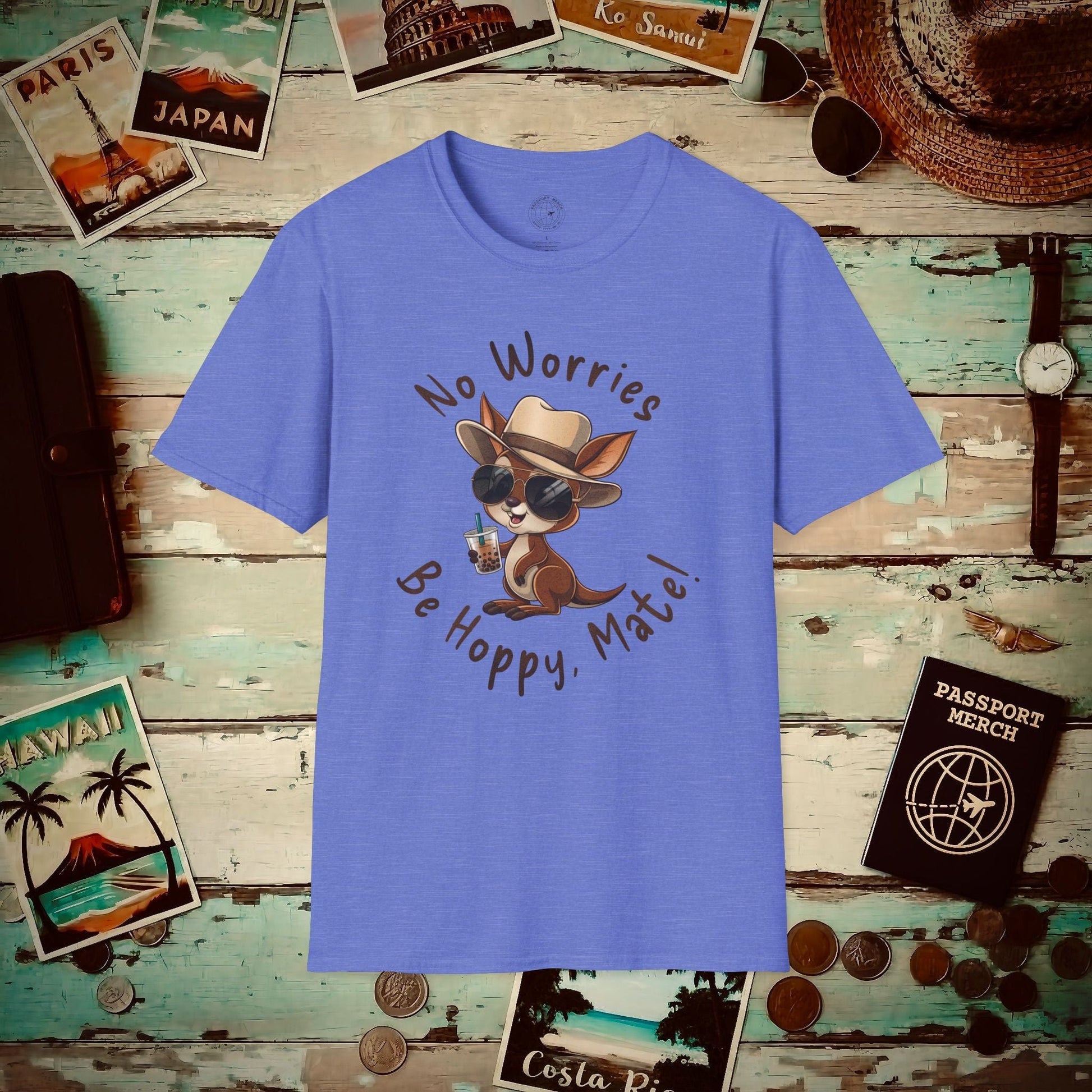 No Worries, Be Hoppy, Mate! Australia T-Shirt Heather Royal / S